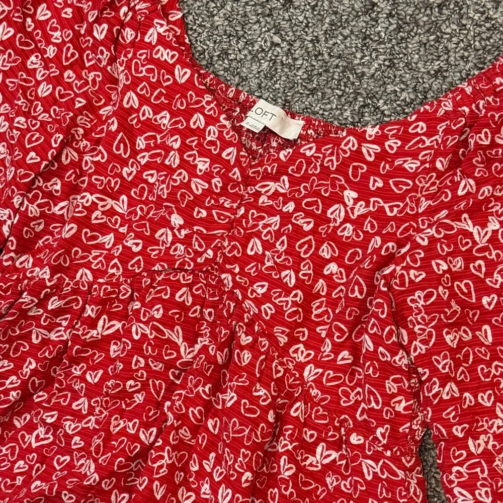LOFT Red Top with White Heart Print - Picture 7 of 10